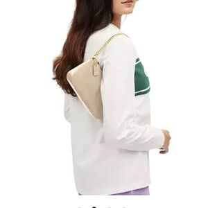 Coach Nolita 19 Beige Croc-Embossed Shoulder Bag/Wristlet with Gold Chain